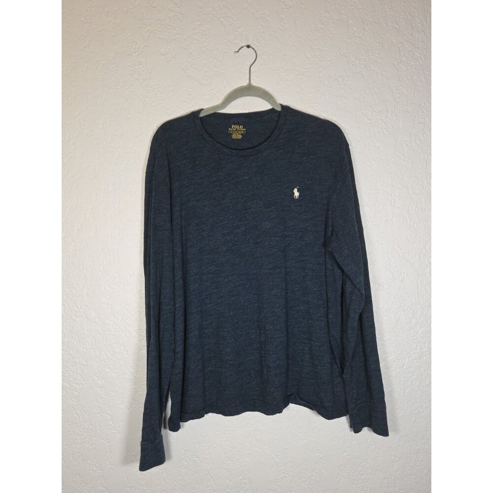 Polo Ralph Lauren Men’s XL Heather Blue Long Sleeve T-Shirt White Pony